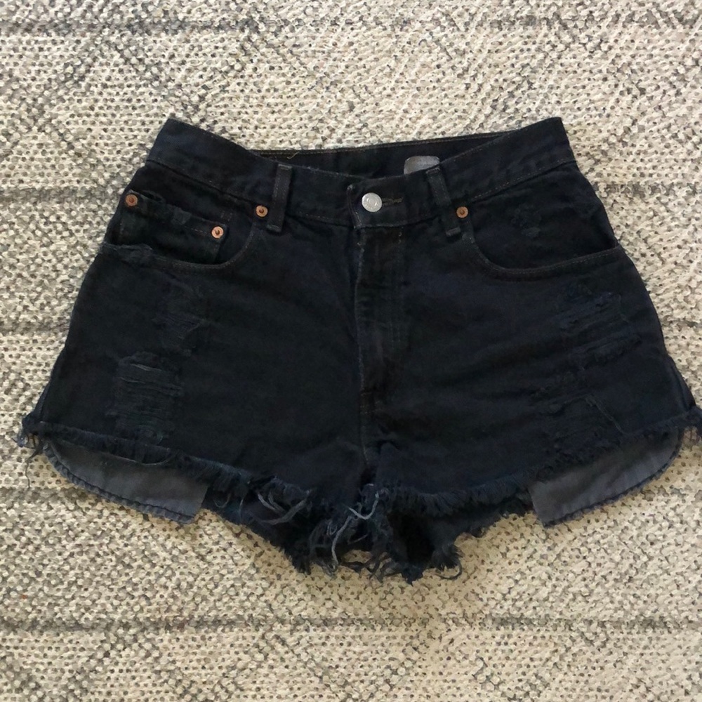 Black Levi shorts. Destroyed. Excellent condition